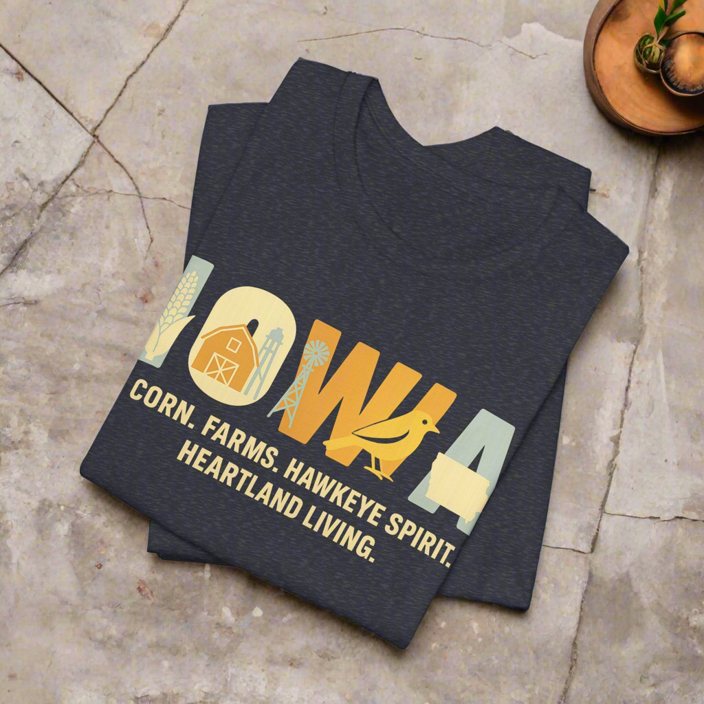 Iowa Retro Graphic T-Shirt – Corn, Farms, and Hawkeye Spirit Shirt | Rooted South Threads