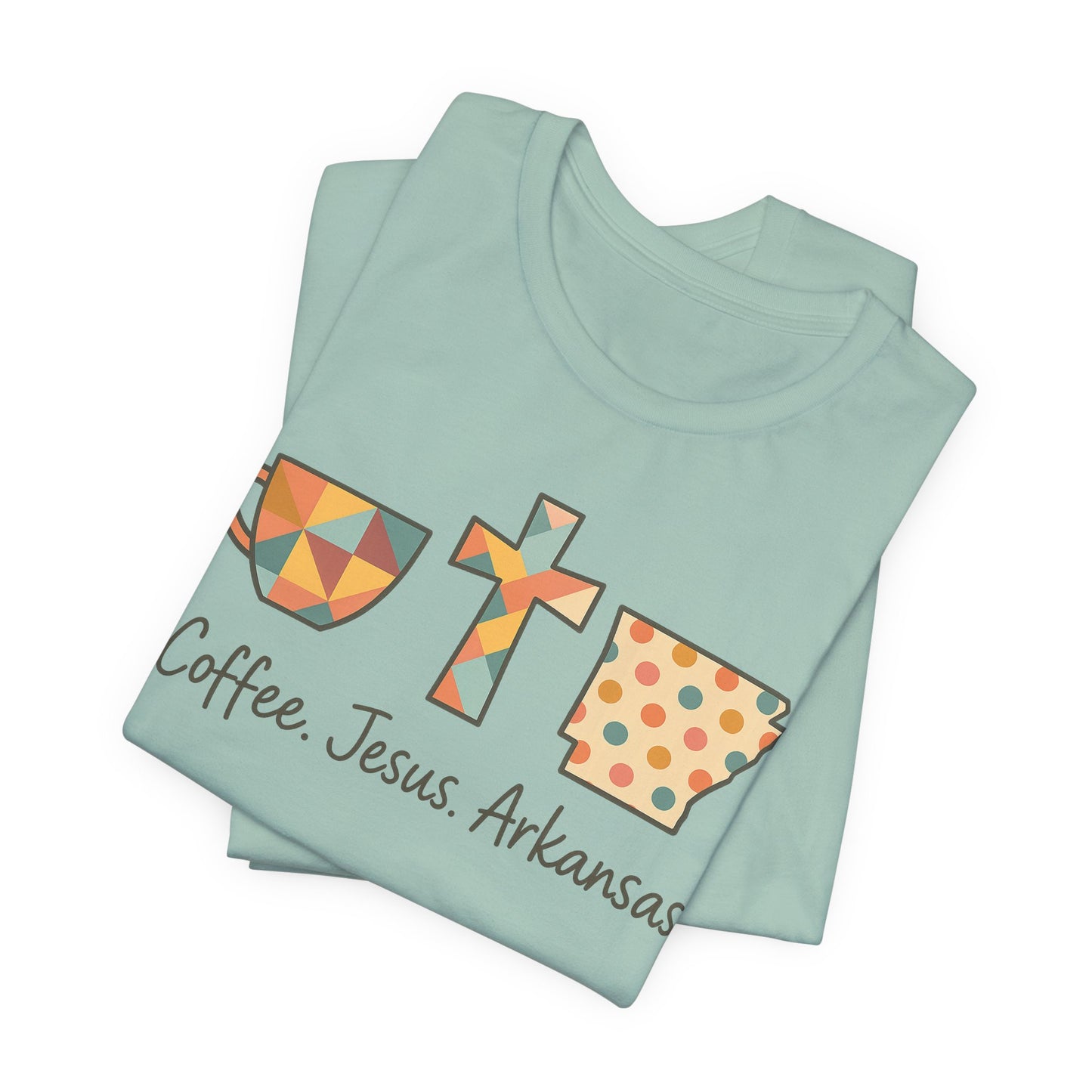 Coffee. Jesus. Arkansas. Southern Faith T-Shirt | Bella Canvas | Rooted South Threads