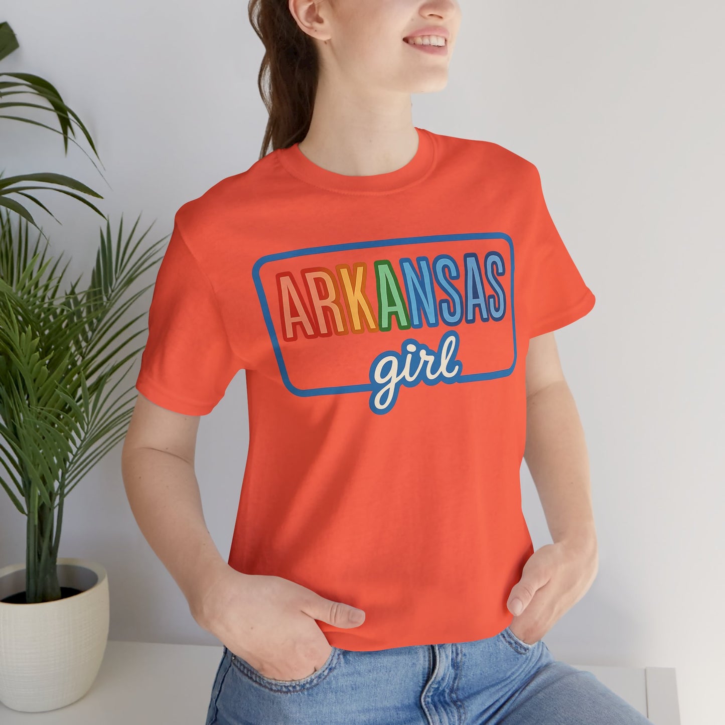 Arkansas Girl Heart Tee – Bella + Canvas 3001 | Soft Southern Graphic T-Shirt | Arkansas Girl Unisex Short Sleeve Tee, Cute Southern T-Shirt, Casual Wear, Gifts for Her, Arkansas Pride Shirt, Summer Style