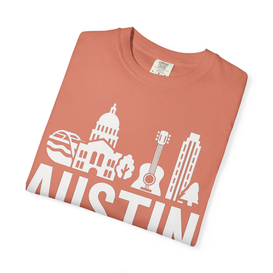 Austin Vibes Origami Tee | Texas State Outline Graphic | Comfort Colors® Tee | Rooted South Threads
