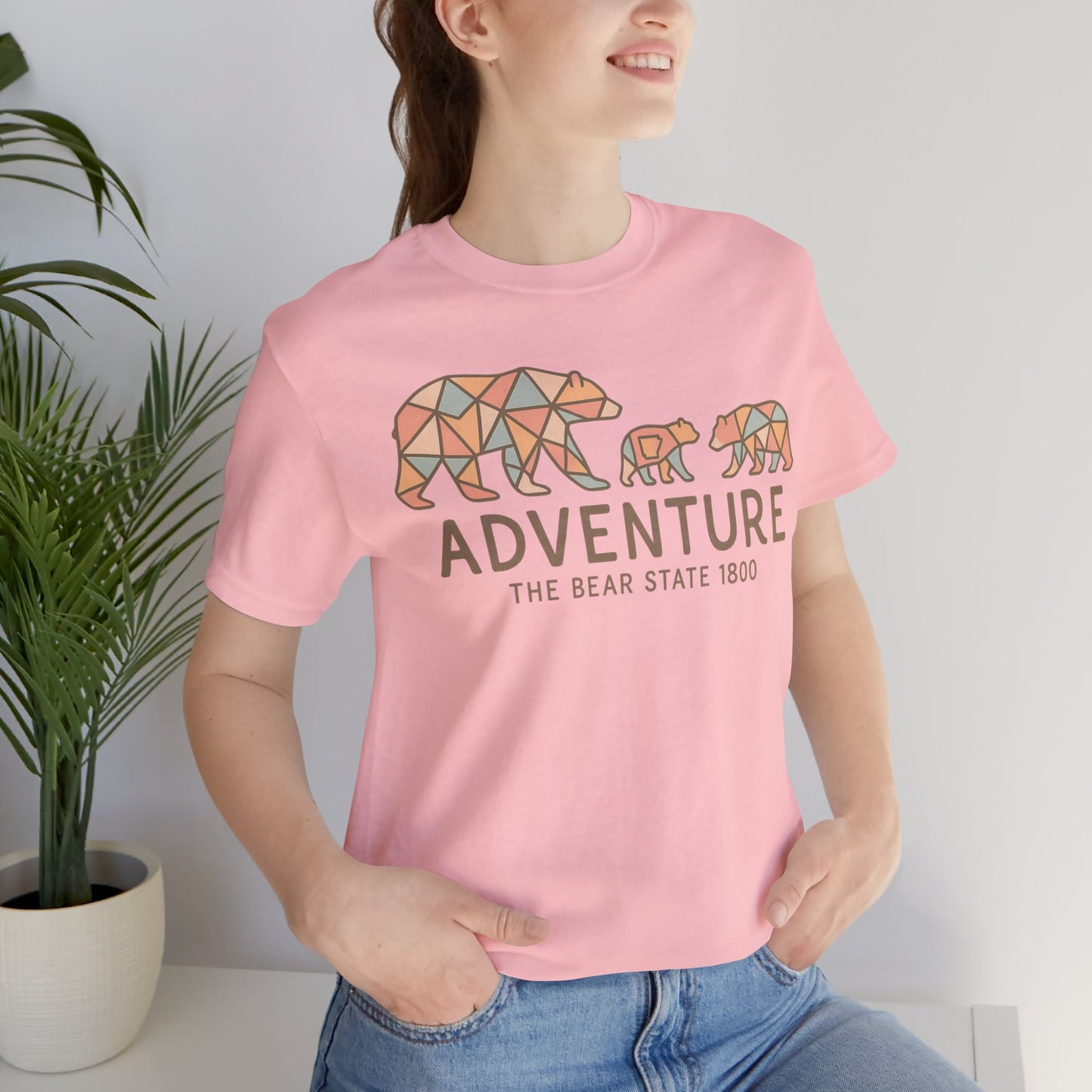 Adventure Bear State Shirt – Geometric Bear Family Tee, The Bear State 1800 Outdoor Shir