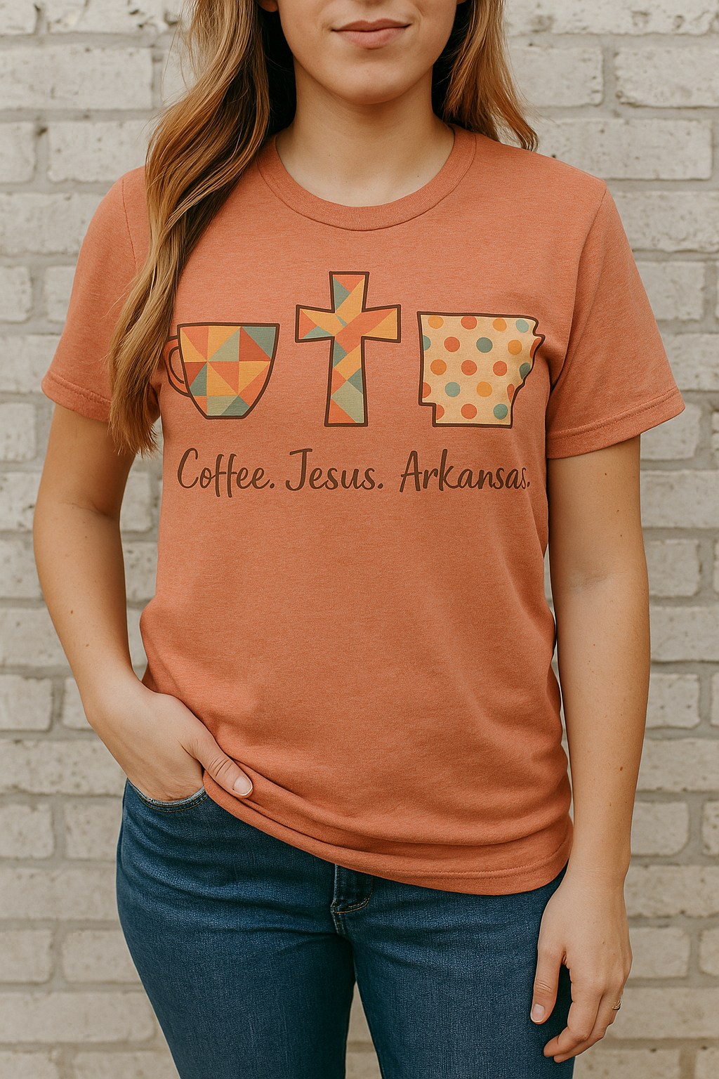 Coffee. Jesus. Arkansas. Southern Faith T-Shirt | Bella Canvas | Rooted South Threads