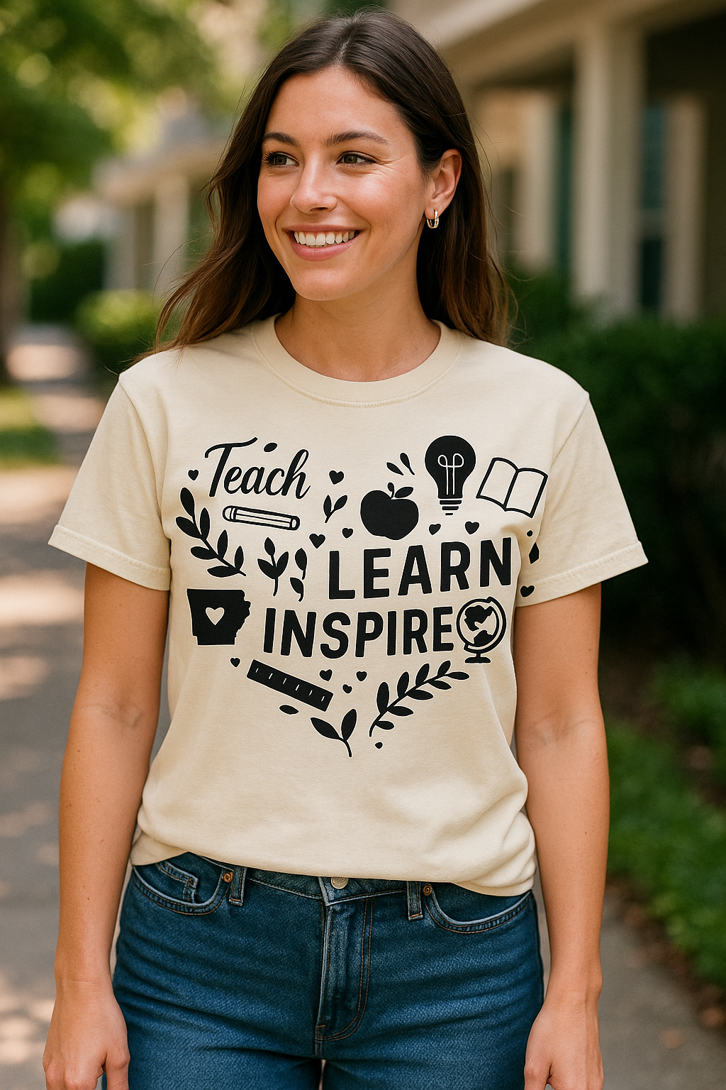 Teach. Learn. Inspire. Arkansas Teacher Shirt - Comfort Colors Graphic T-Shirt
