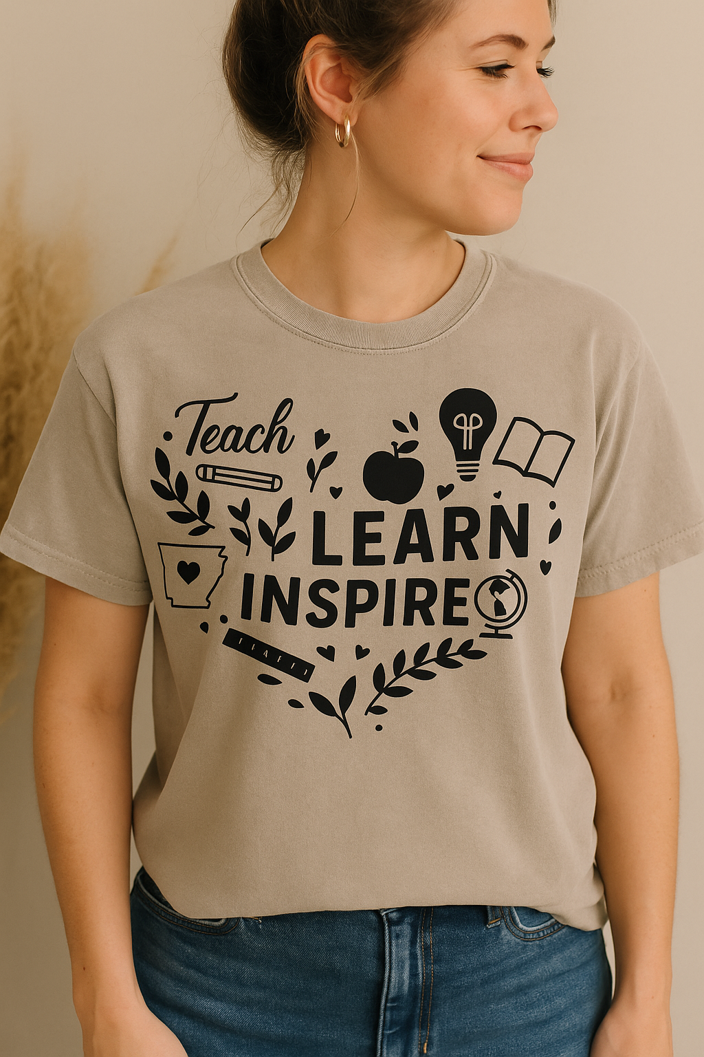 Teach. Learn. Inspire. Arkansas Teacher Shirt - Comfort Colors Graphic T-Shirt