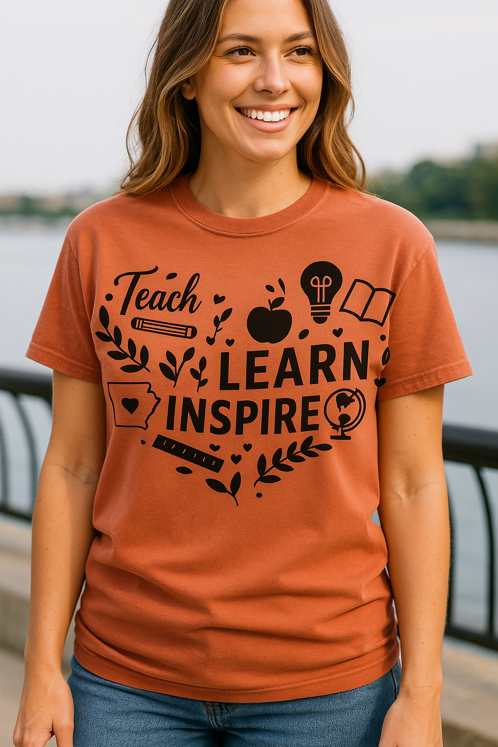 Teach. Learn. Inspire. Arkansas Teacher Shirt - Comfort Colors Graphic T-Shirt