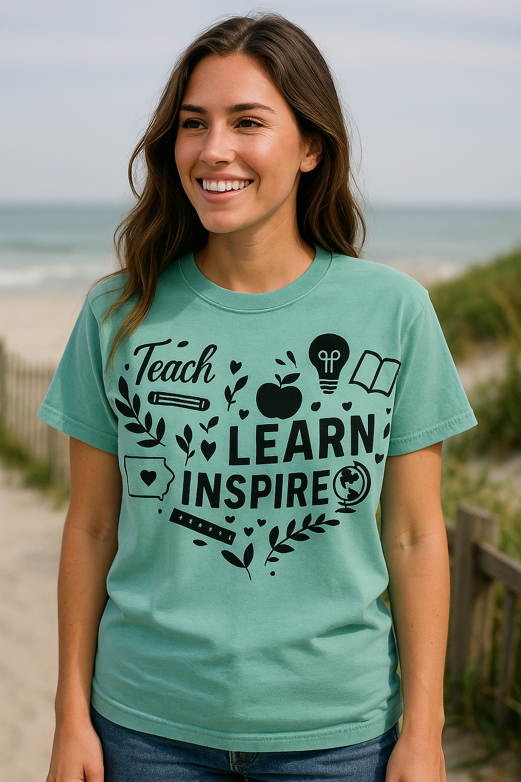 Teach. Learn. Inspire. Iowa Teacher Shirt - Comfort Colors Graphic T-Shirt