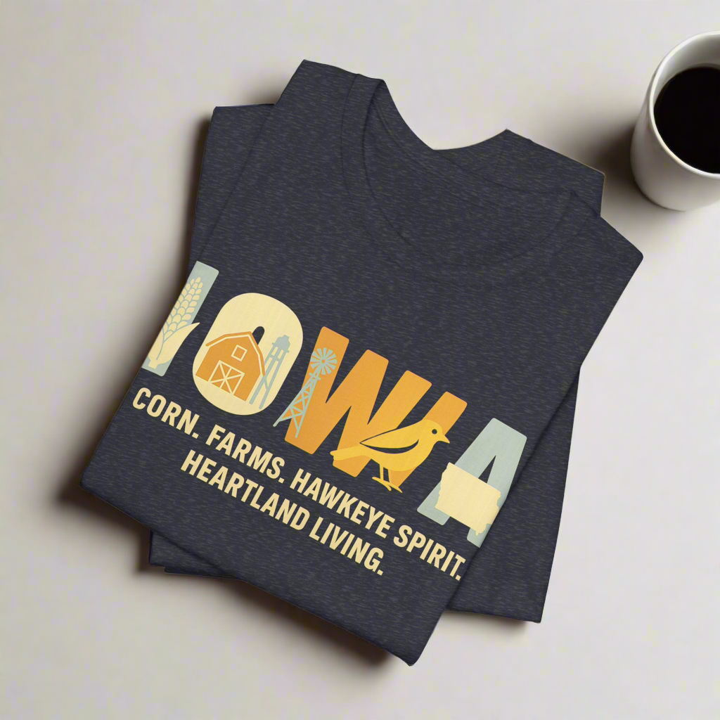 Iowa Retro Graphic T-Shirt – Corn, Farms, and Hawkeye Spirit Shirt | Rooted South Threads