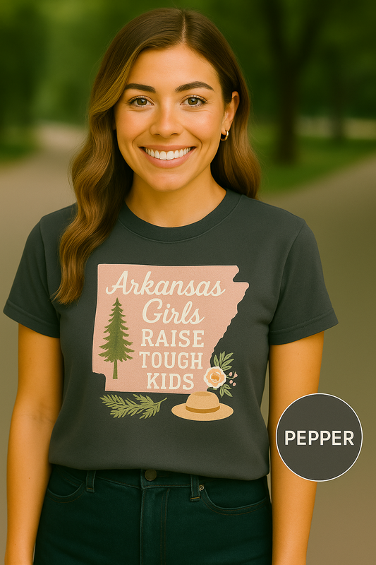 Arkansas Girls Raise Tough Kids Tee | Southern Mom Pride Tee | Comfort Colors Arkansas Graphic T-Shirt