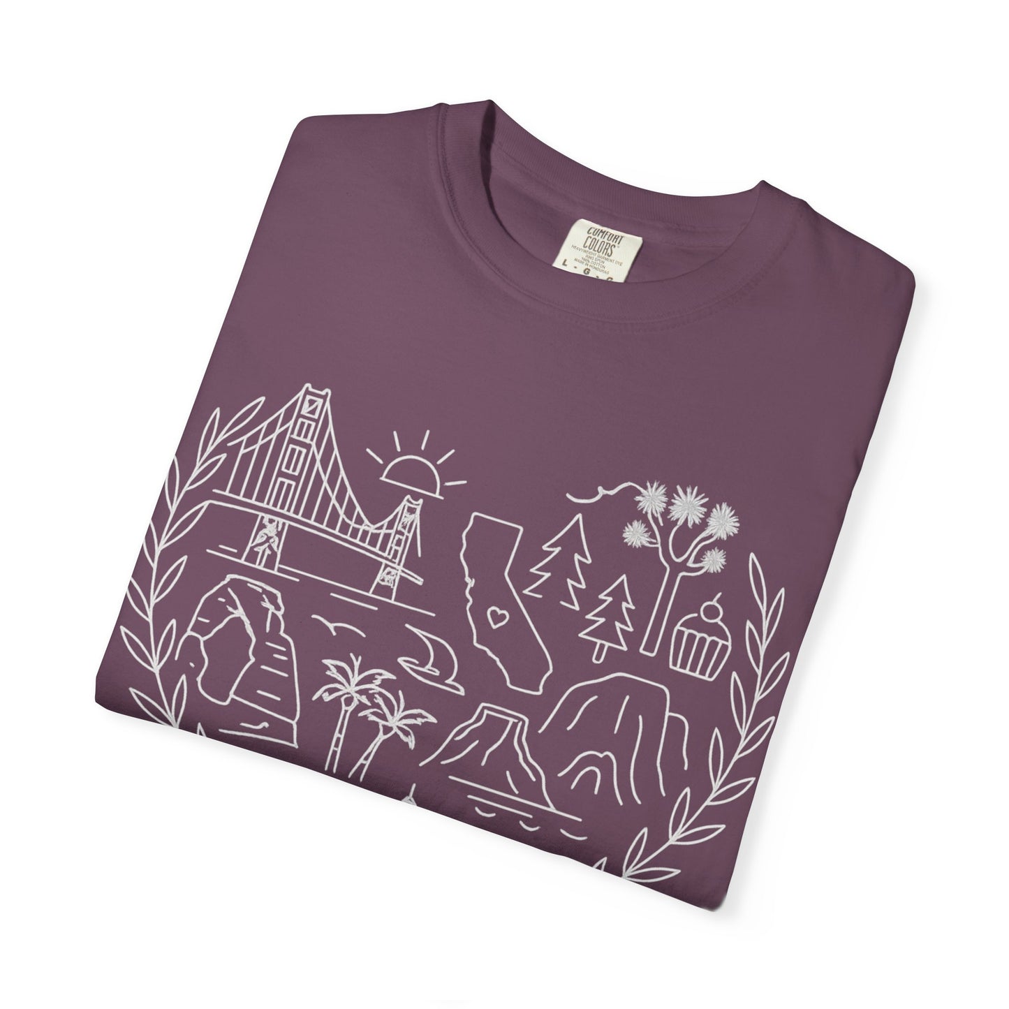 California Landmarks Heart T-Shirt | Joshua Tree, Yosemite & Golden Gate Comfort Colors Tee
