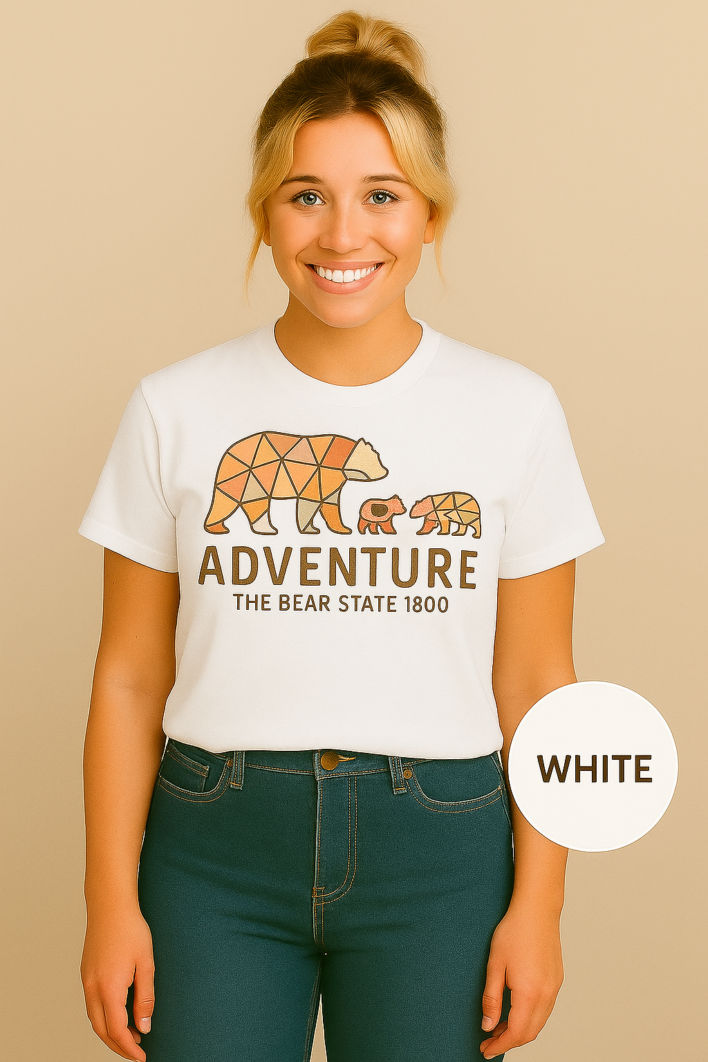 Adventure Bear State Shirt – Geometric Bear Family Tee, The Bear State 1800 Outdoor Shirt