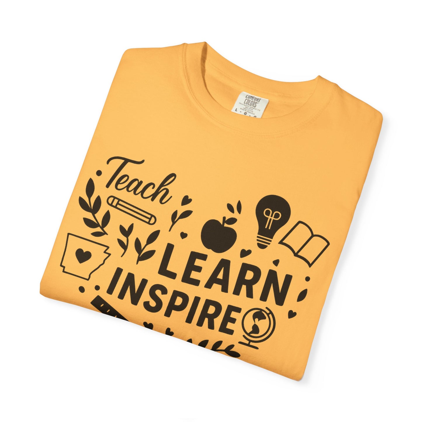 Teach. Learn. Inspire. Arkansas Teacher Shirt - Comfort Colors Graphic T-Shirt