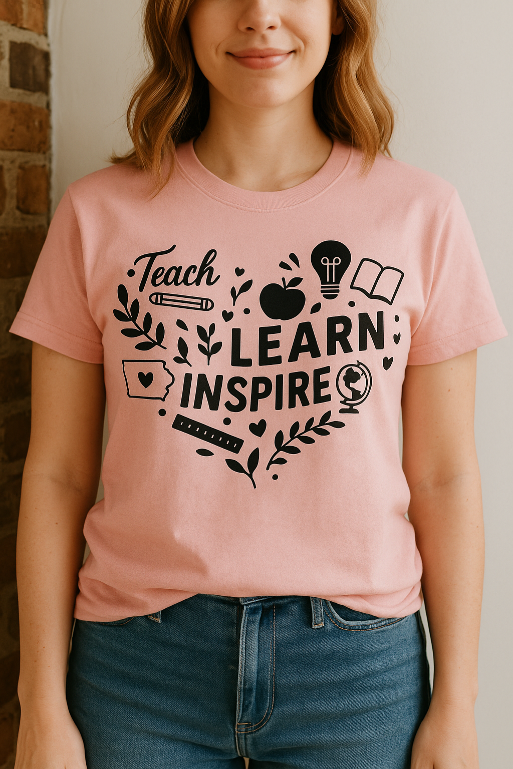 Teach. Learn. Inspire. Iowa Teacher Shirt - Comfort Colors Graphic T-Shirt
