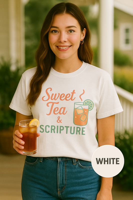 Sweet Tea & Scripture T-Shirt | Pastel Southern Christian Comfort Colors Tee