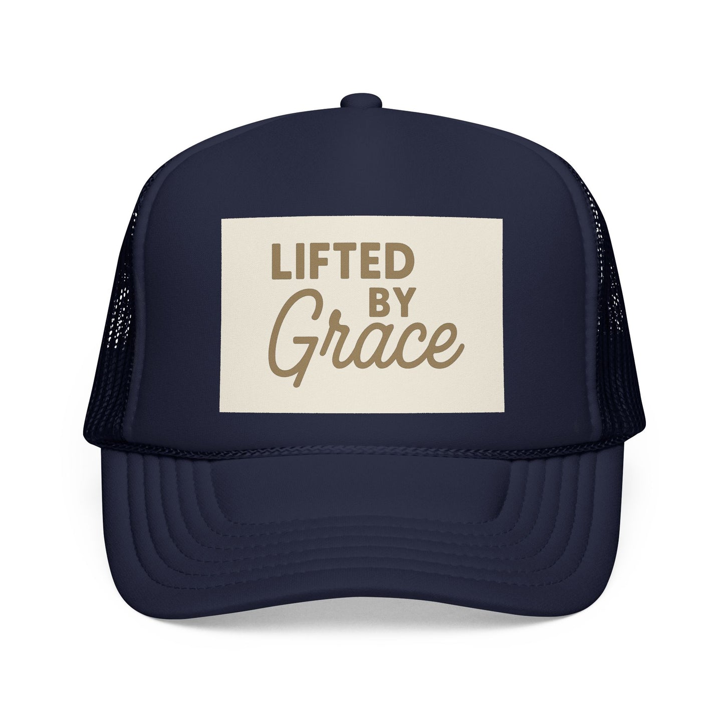 Lifted By Grace Christian Trucker Hat | Inspirational Embroidered Faith Cap | Rooted South Threads