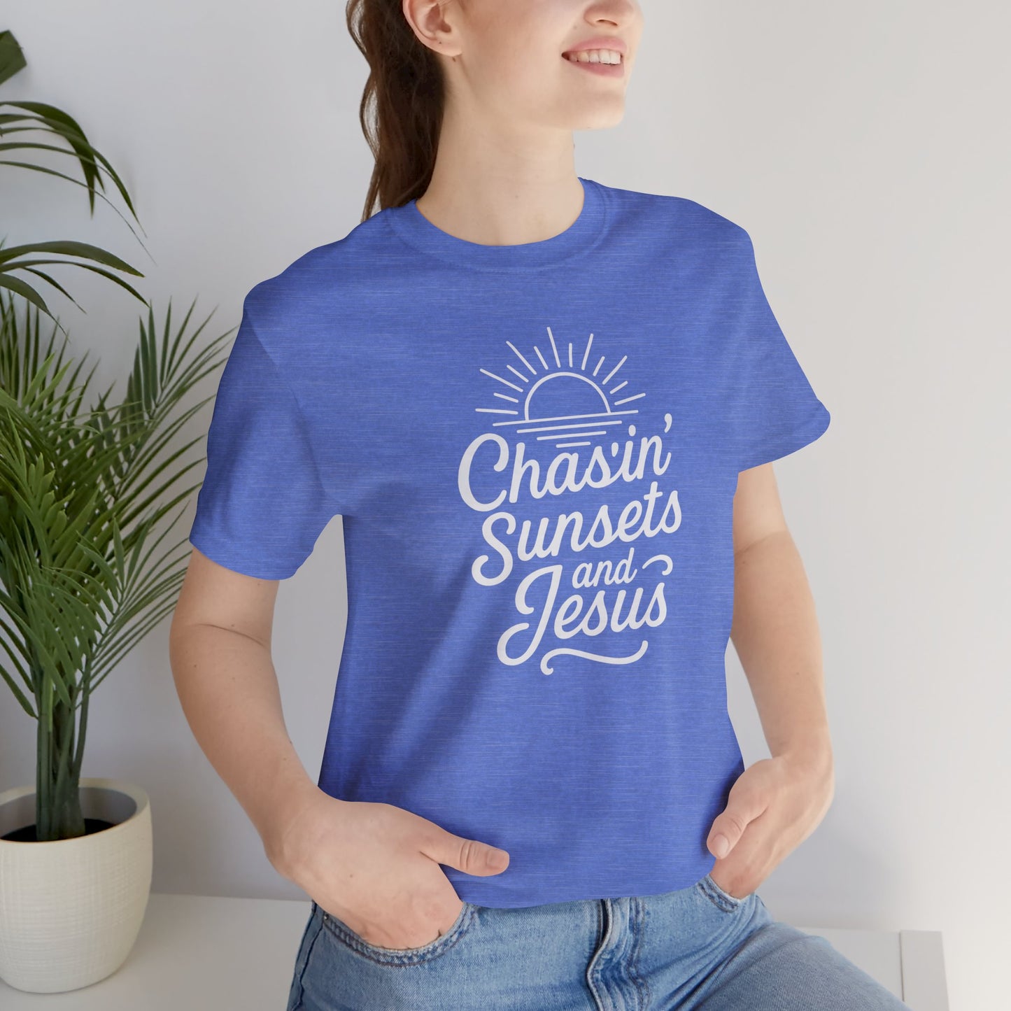 Chasin’ Sunsets and Jesus T-Shirt – Christian Sunset Graphic Tee
