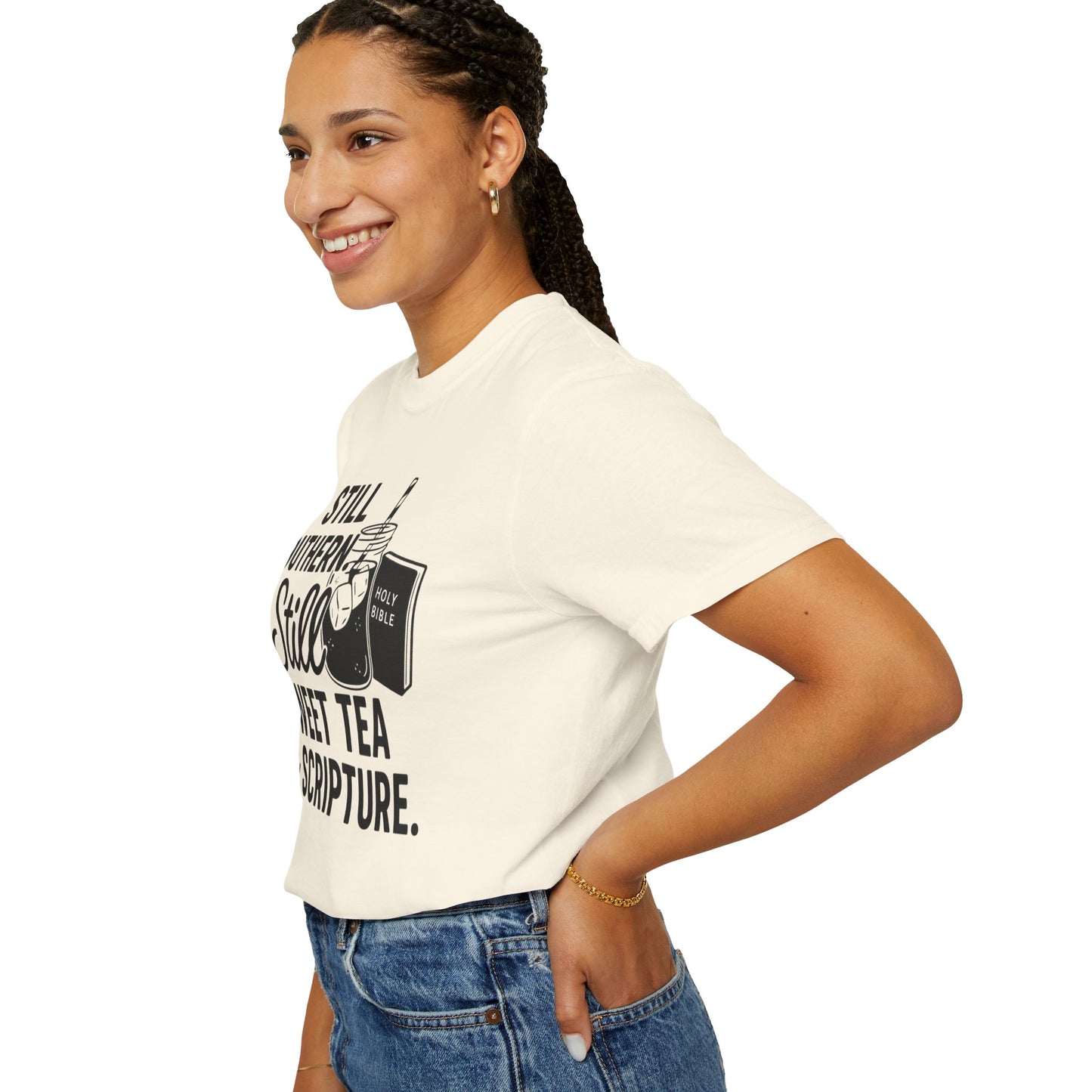 Still Southern. Still Sweet Tea & Scripture. Tee – Faith-Based Southern Shirt | Comfort Colors