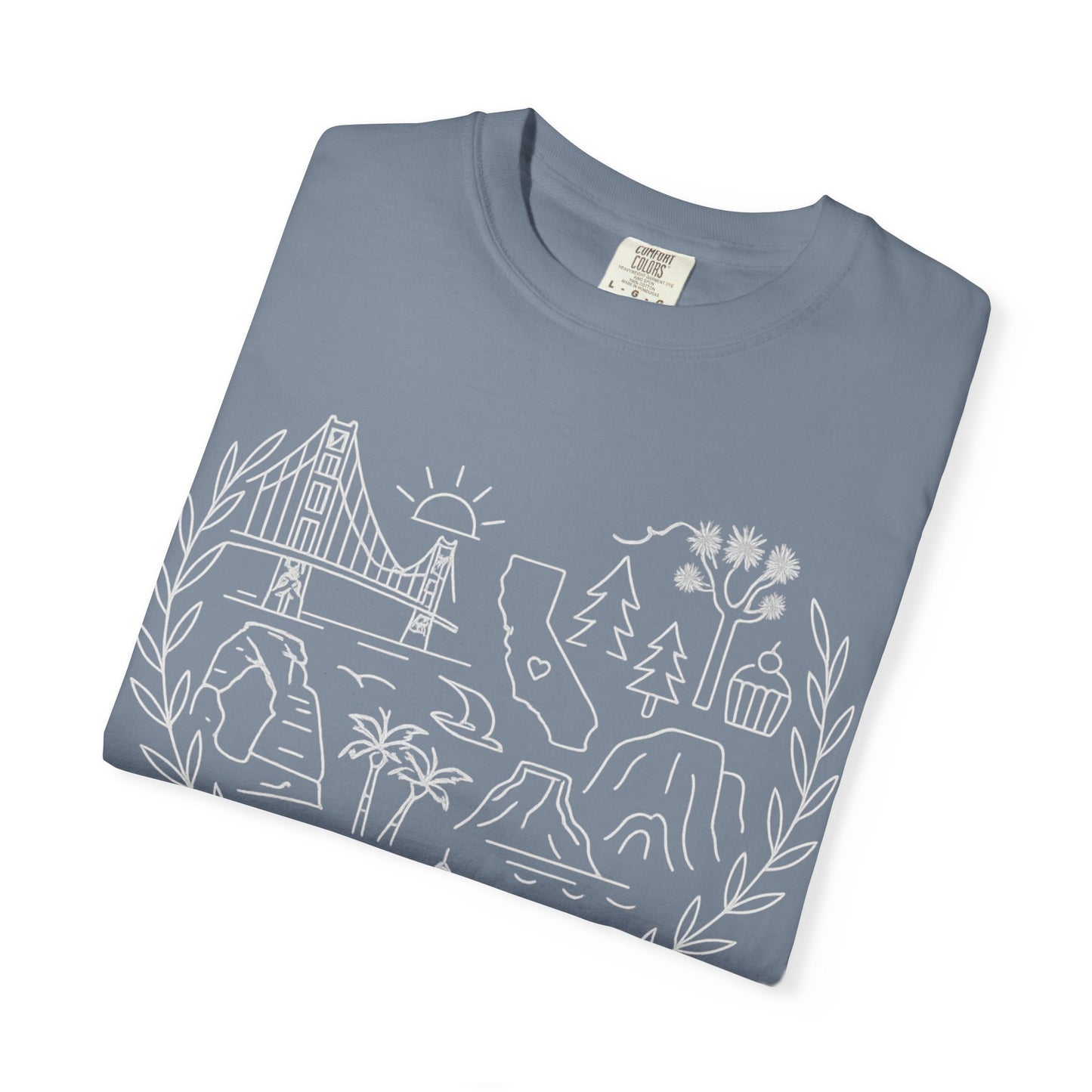 California Landmarks Heart T-Shirt | Joshua Tree, Yosemite & Golden Gate Comfort Colors Tee