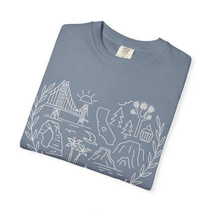 California Landmarks Heart T-Shirt | Joshua Tree, Yosemite & Golden Gate Comfort Colors Tee