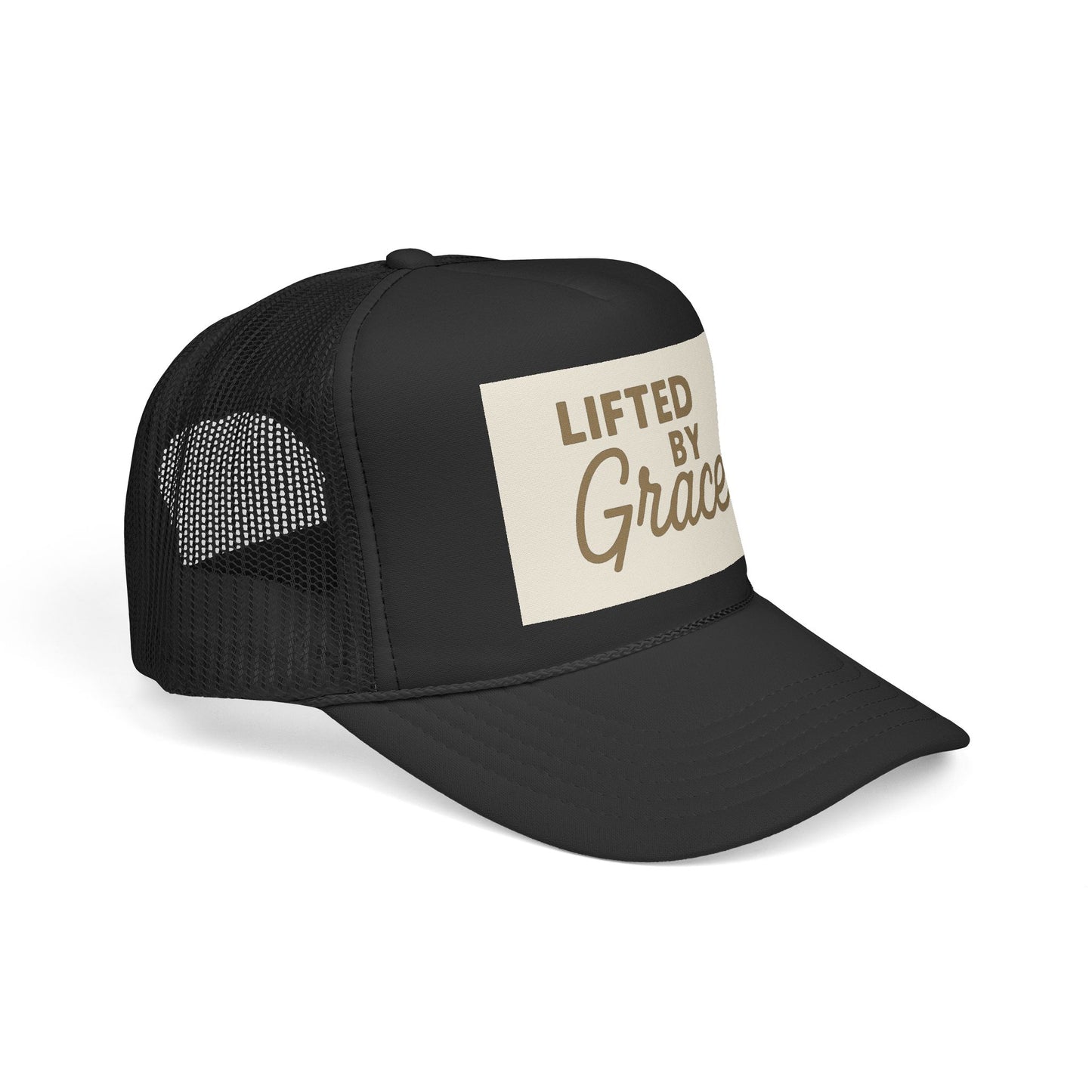 Lifted By Grace Christian Trucker Hat | Inspirational Embroidered Faith Cap | Rooted South Threads