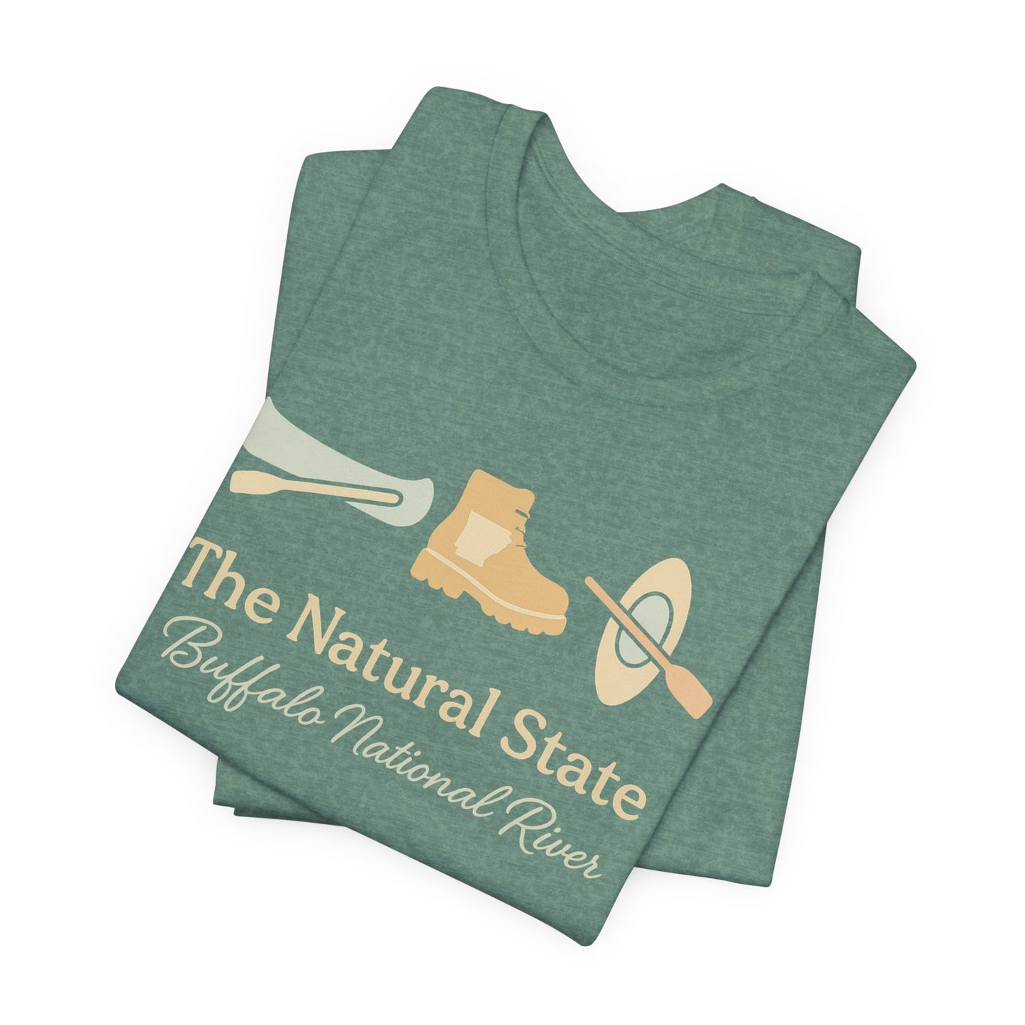 "Adventure Awaits - Hiking & Kayaking Arkansas Tee for Outdoor Enthusiasts"