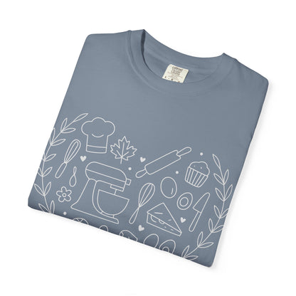 Baking Heart T-Shirt | Whisk, Rolling Pin & Cupcake Comfort Colors Tee