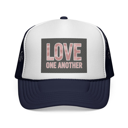 LOVE One Another Christian Trucker Hat – Faith Snapback Cap | Inspirational Jesus Commandment Hat
