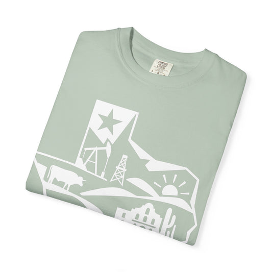 Texas Pride Outline Tee – Vintage State Icons Shirt for Southern Style| Comfort Colors Tee| Rooted South Threads