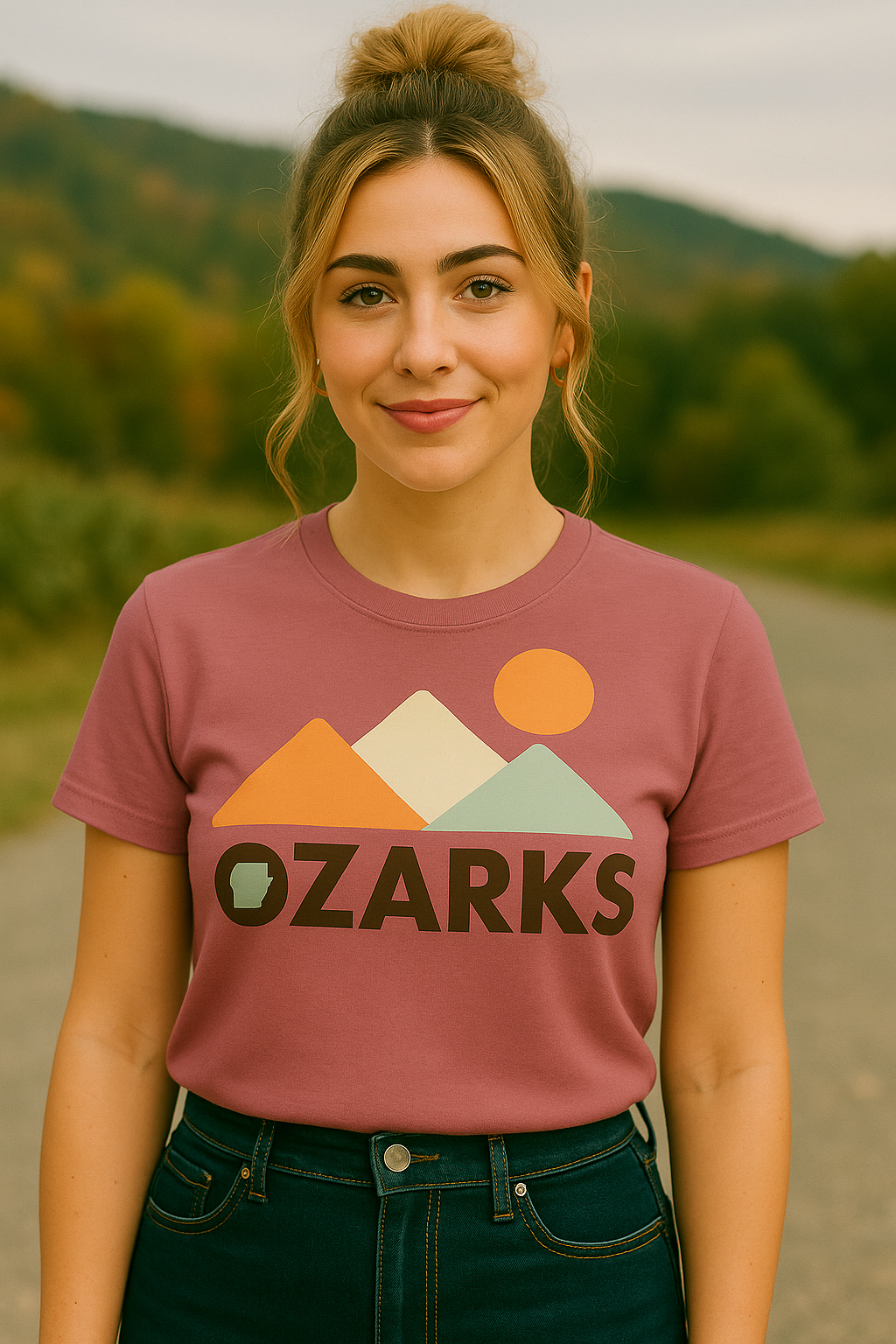 Ozarks Mountain Sunset Tee | Arkansas Outdoors Shirt | Minimal Retro Ozarks Design