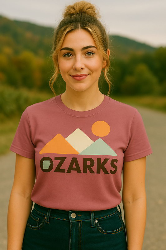Ozarks Mountain Sunset Tee | Arkansas Outdoors Shirt | Minimal Retro Ozarks Design
