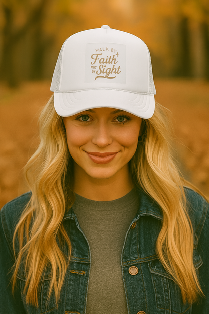 Walk by Faith Not by Sight Christian Trucker Hat | Bible Verse Embroidery | Faith Apparel