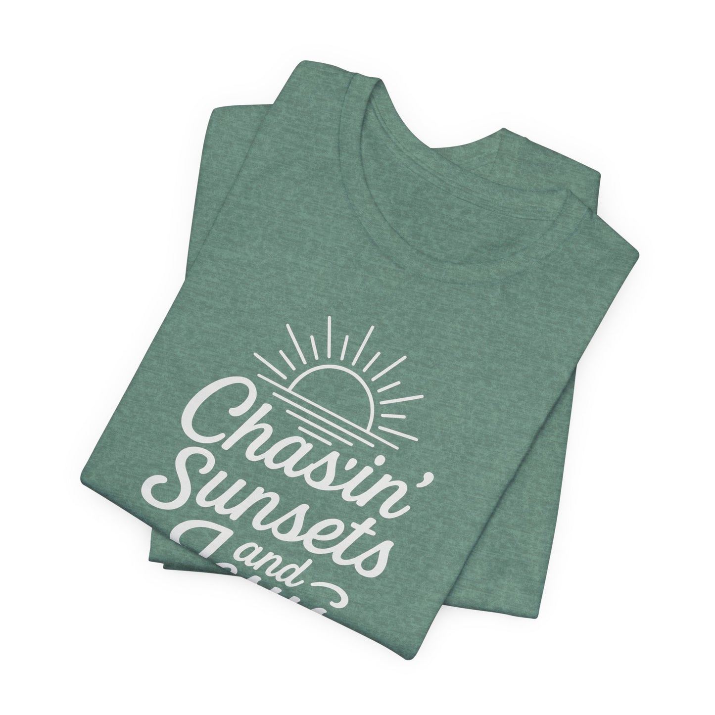 Chasin’ Sunsets and Jesus T-Shirt – Christian Sunset Graphic Tee