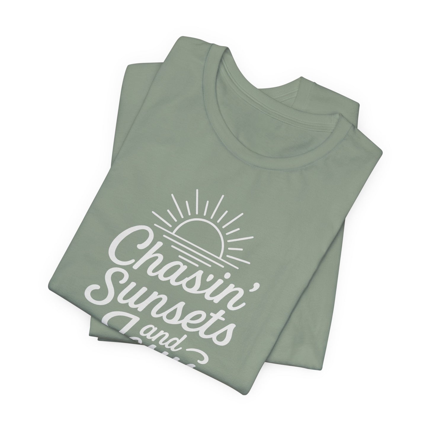 Chasin’ Sunsets and Jesus T-Shirt – Christian Sunset Graphic Tee