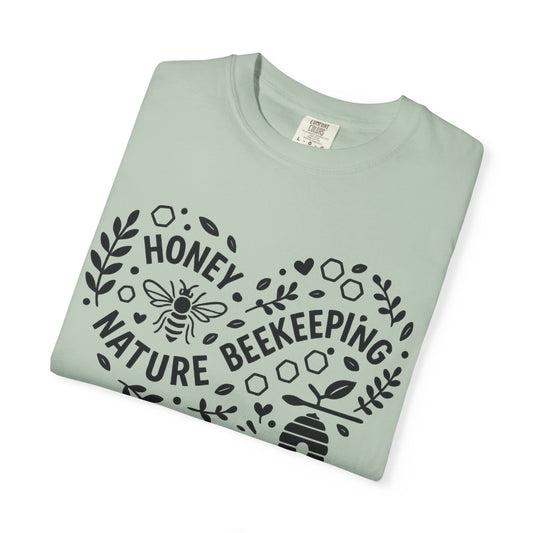 Beekeeping Heart Shirt – Honey Bee Nature Lover Graphic Tee – Sustainable Apiary Comfort Colors Style | Comfort Colors Graphic T-Shirt