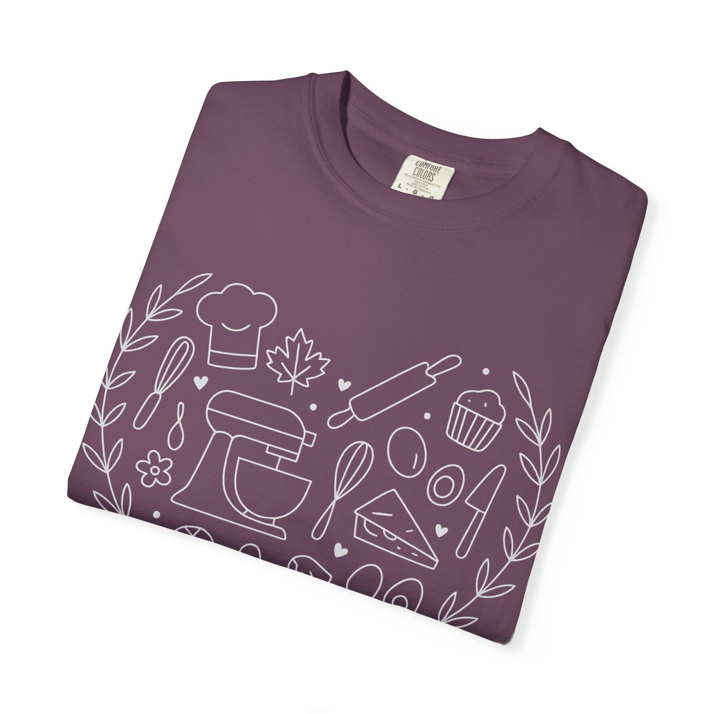 Baking Heart T-Shirt | Whisk, Rolling Pin & Cupcake Comfort Colors Tee
