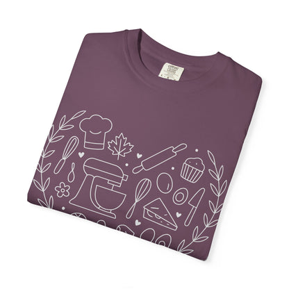 Baking Heart T-Shirt | Whisk, Rolling Pin & Cupcake Comfort Colors Tee