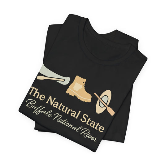 "Adventure Awaits - Hiking & Kayaking Arkansas Tee for Outdoor Enthusiasts"