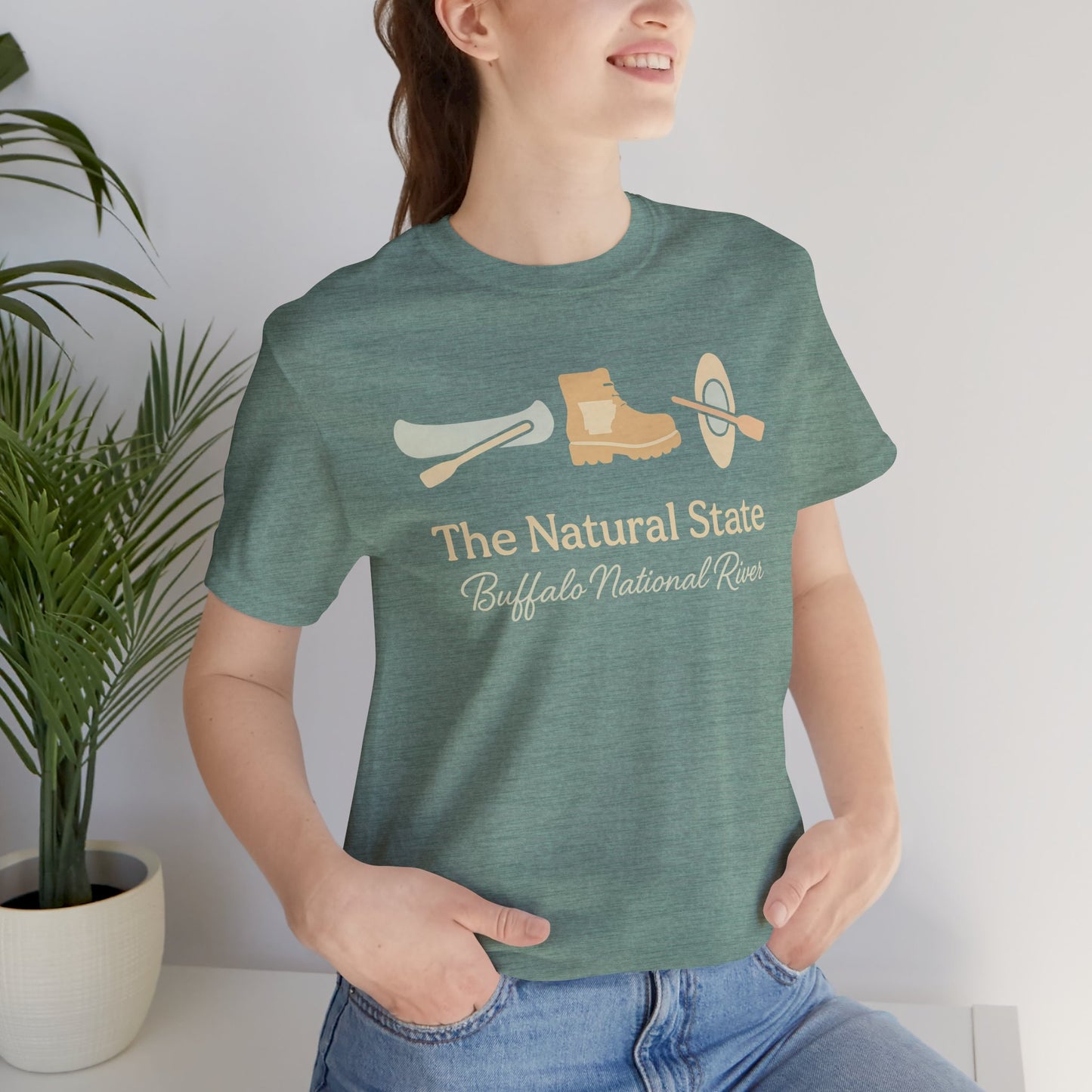 "Adventure Awaits - Hiking & Kayaking Arkansas Tee for Outdoor Enthusiasts"