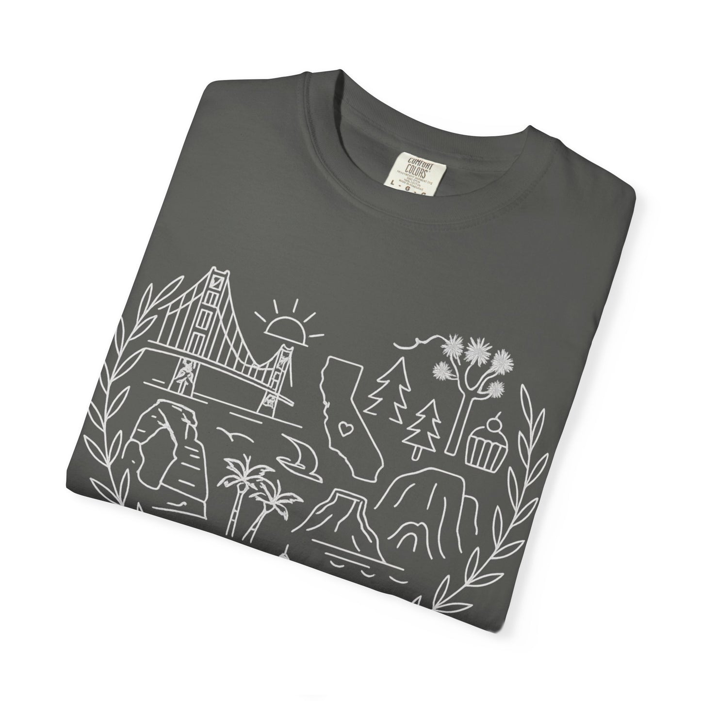 California Landmarks Heart T-Shirt | Joshua Tree, Yosemite & Golden Gate Comfort Colors Tee