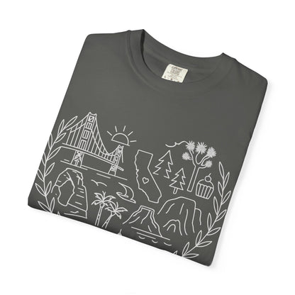 California Landmarks Heart T-Shirt | Joshua Tree, Yosemite & Golden Gate Comfort Colors Tee