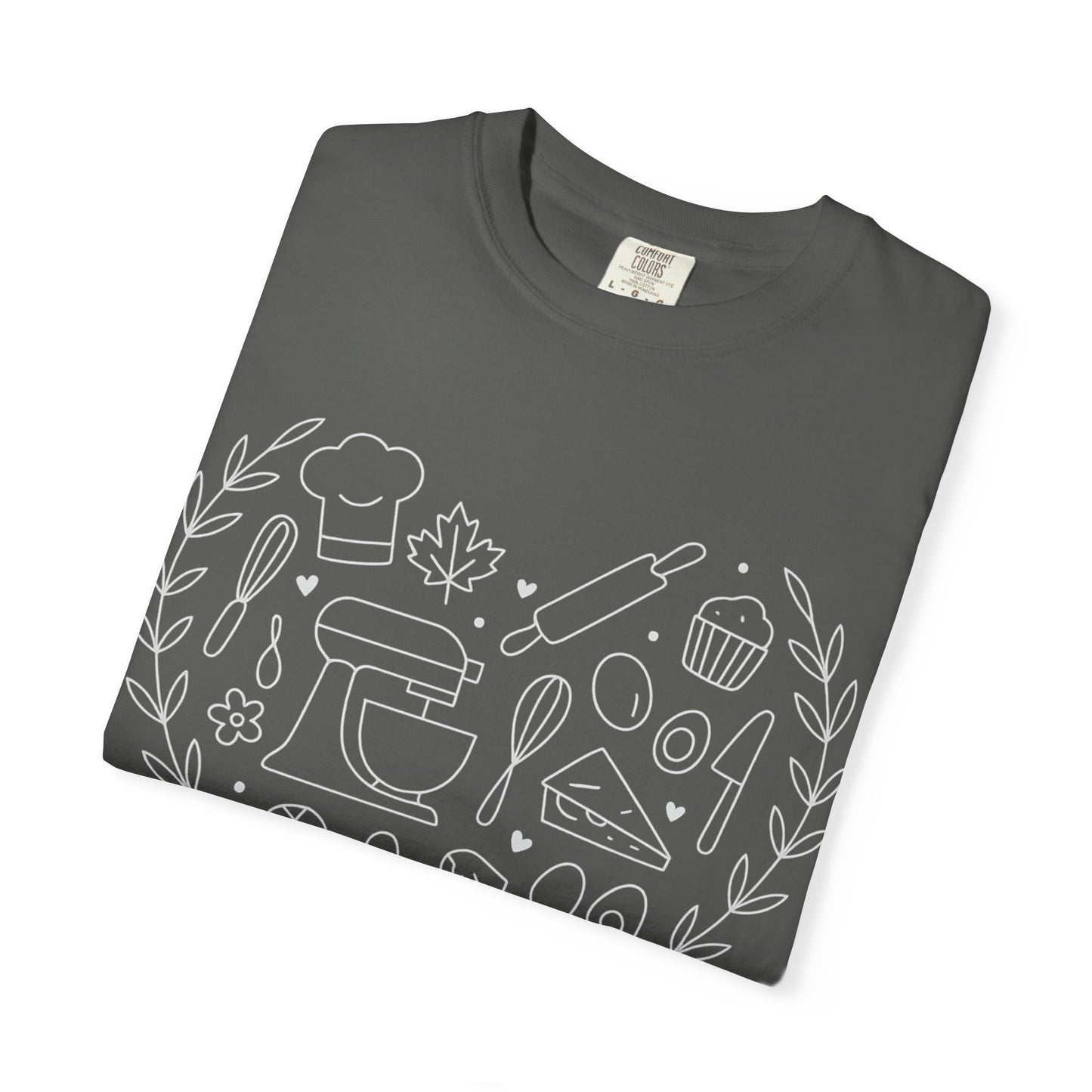 Baking Heart T-Shirt | Whisk, Rolling Pin & Cupcake Comfort Colors Tee