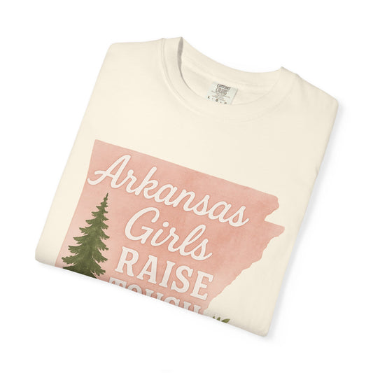 Arkansas Girls Raise Tough Kids Tee | Southern Mom Pride Tee | Comfort Colors Arkansas Graphic T-Shirt