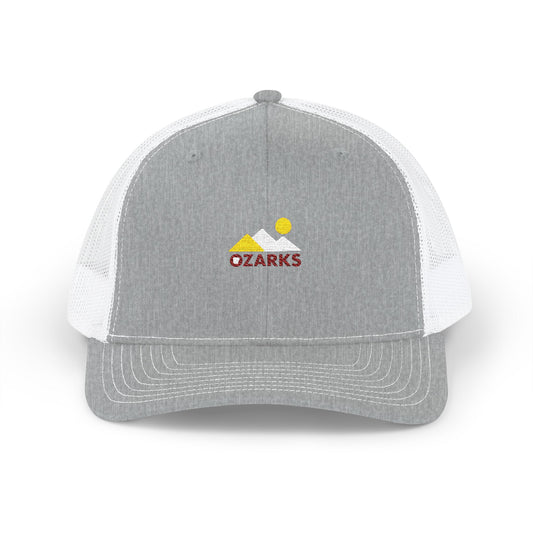 Ozarks Embroidered Trucker Cap — Mountain Sunset Snapback