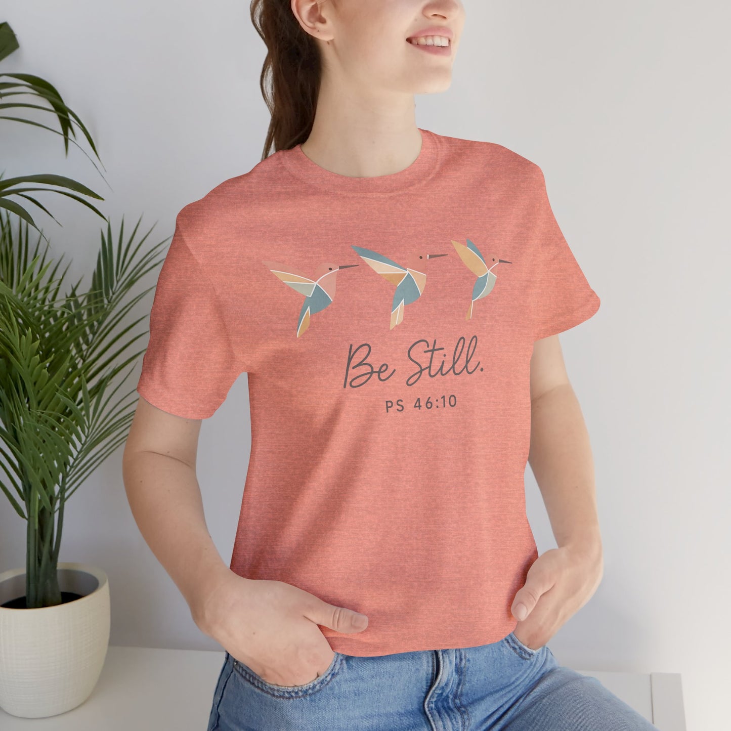 Be Still Hummingbird T-Shirt – Psalm 46:10 Christian Tee with Minimalist Faith Design