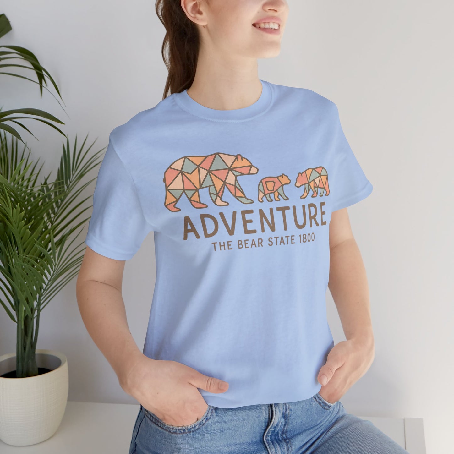 Adventure Bear State Shirt – Geometric Bear Family Tee, The Bear State 1800 Outdoor Shir