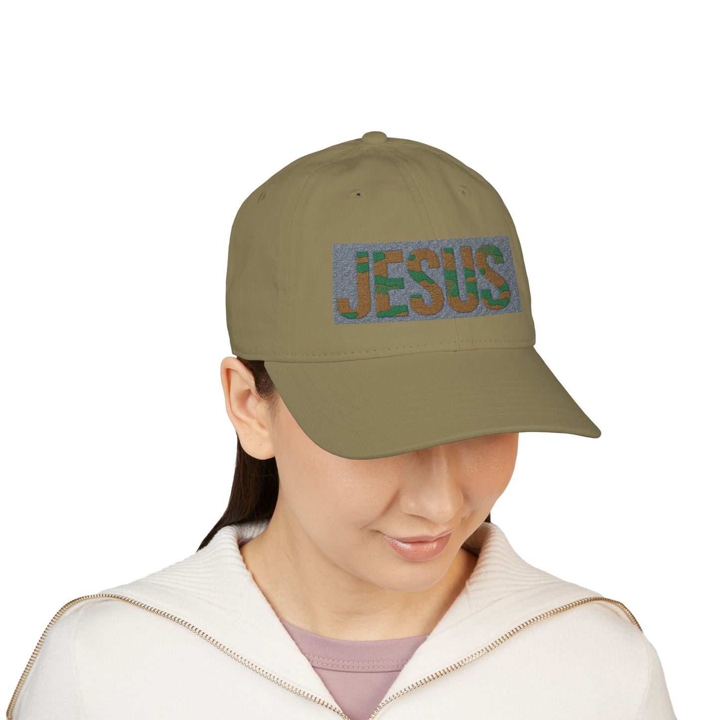Organic JESUS Embroidered Baseball Cap – Camo Faith Hat | Christian Apparel for Men & Women