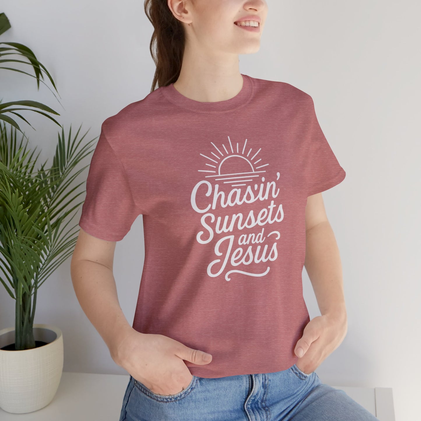 Chasin’ Sunsets and Jesus T-Shirt – Christian Sunset Graphic Tee
