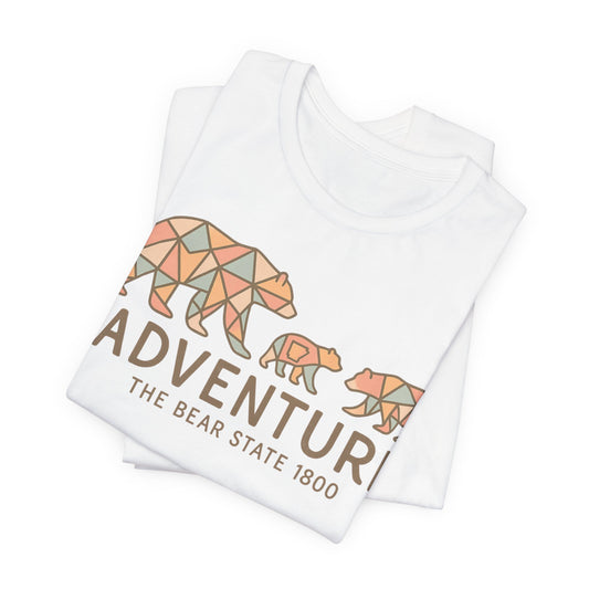Adventure Bear State Shirt – Geometric Bear Family Tee, The Bear State 1800 Outdoor Shir