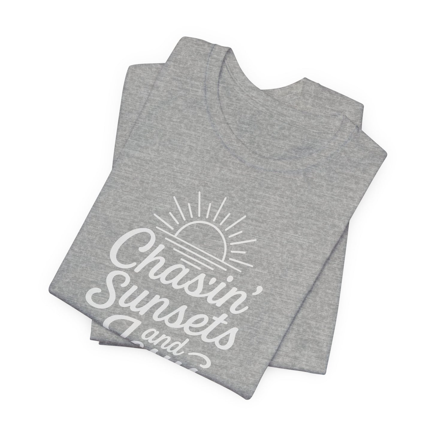 Chasin’ Sunsets and Jesus T-Shirt – Christian Sunset Graphic Tee