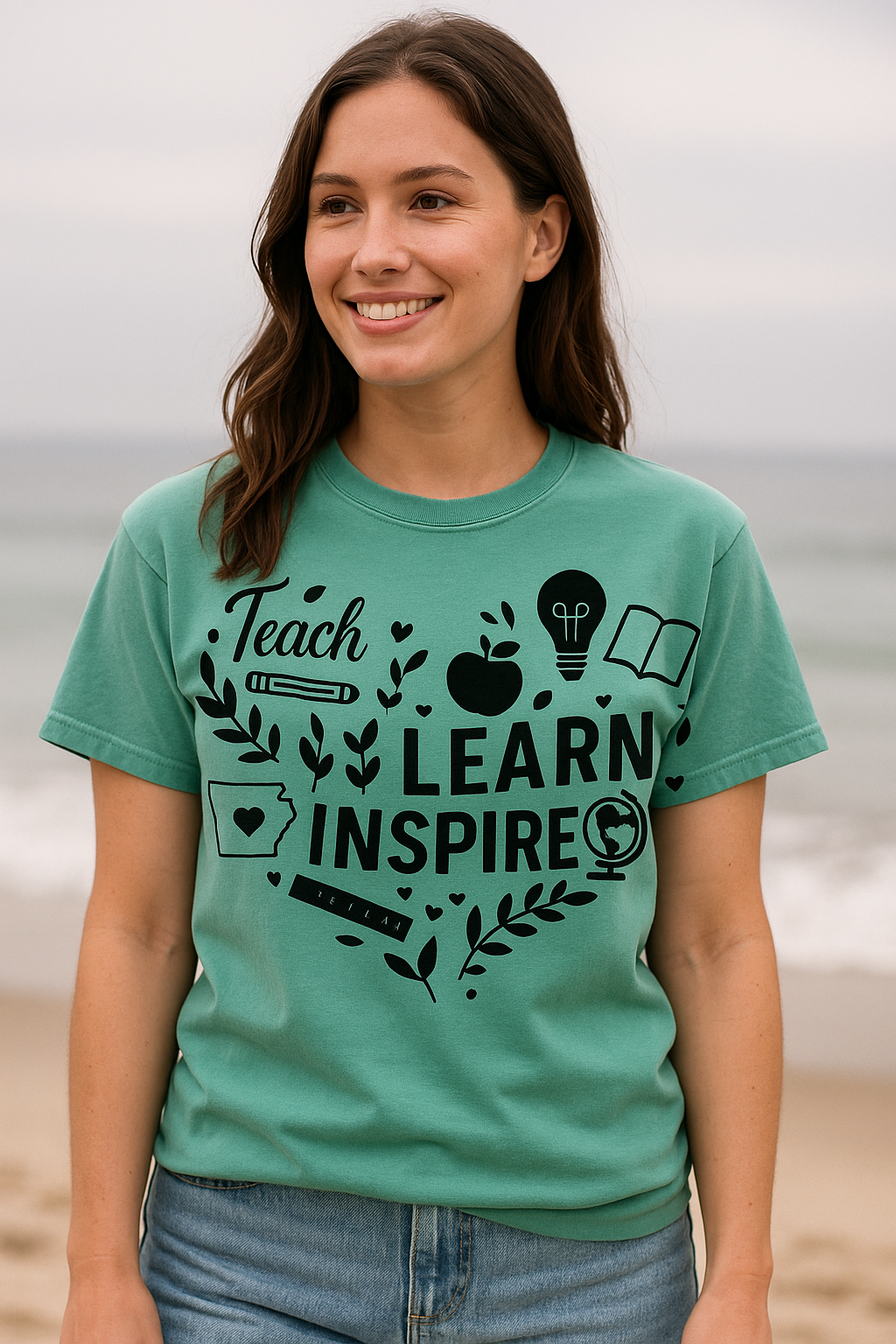 Teach. Learn. Inspire. Arkansas Teacher Shirt - Comfort Colors Graphic T-Shirt