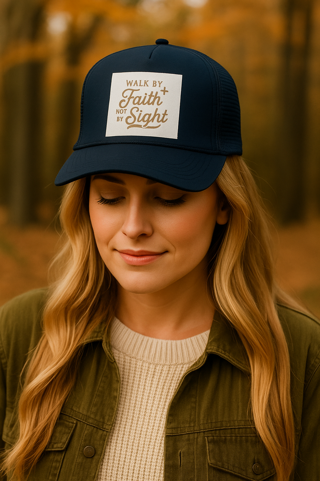 Walk by Faith Not by Sight Christian Trucker Hat | Bible Verse Embroidery | Faith Apparel